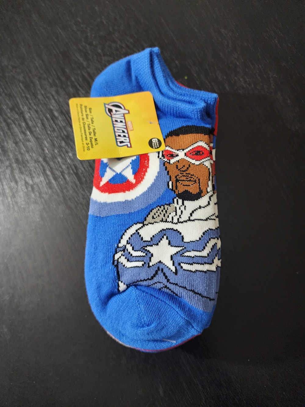 Boys 6 Pack No Show Socks Captain America M/L Avenger Knit Lightweight